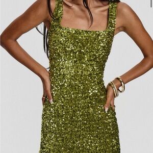 Princess Polly Sparkling Olive Mini Dress